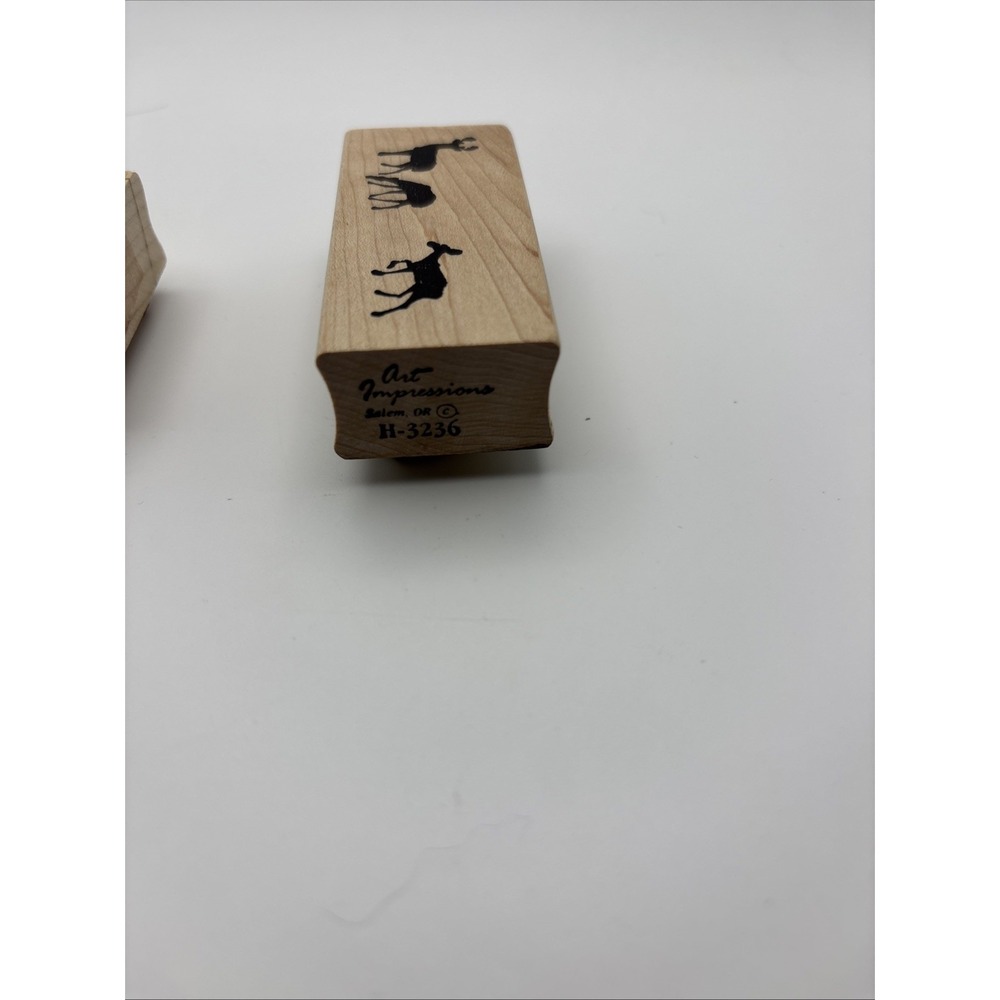 A Muse‎ Artstamps Art Impressions Wood Mount Rubber Stamps Moose Deer Animals - Picture 3 of 4